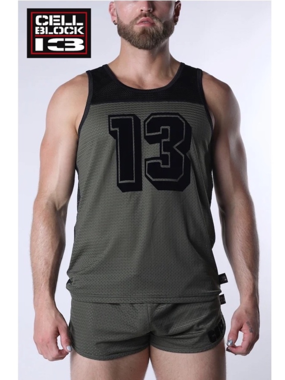 Cellblock 13 Mesh Tank Top 19.5" armpit to armpit Nylon/spandex pinpoint mesh